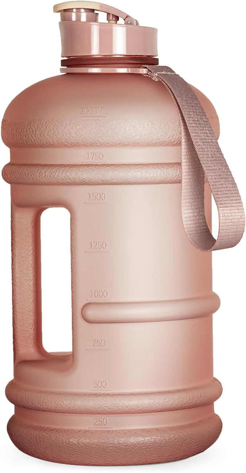 2 Liter Water Bottles - Half Gallon Water Bottle BPA Free - Ideal for Gym, Big Water Jug, Reusable Sports Bottle with Measurements Marked Drink Container (2.2L 74Oz Matte Black Water Jugs) | Half Gallon, Water Bottle, BPA Free, Ideal for Gym, Big Water Jug