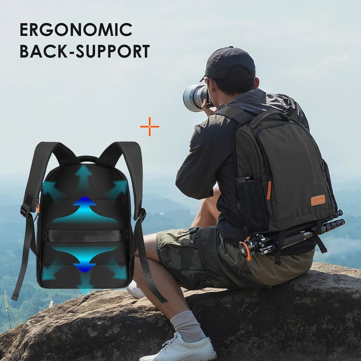 Camera Backpack for Photographers - Compact 15L Camera Bag with 15.6 Inch Laptop Compartment 
