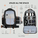 Camera Backpack for Photographers - Compact 15L Camera Bag with 15.6 Inch Laptop Compartment 