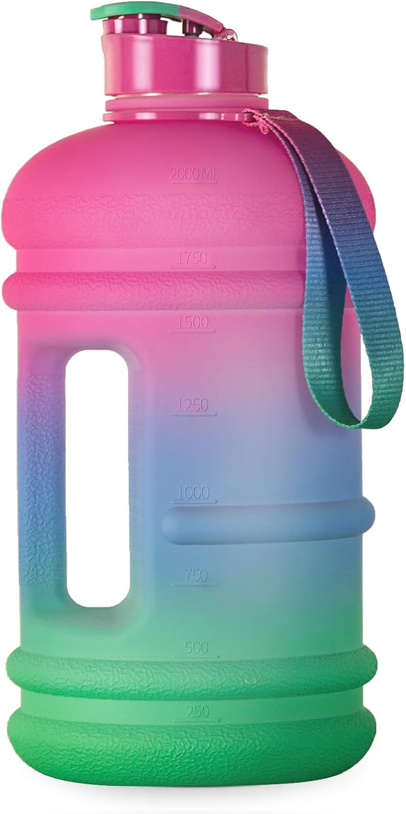 2 Liter Water Bottles - Half Gallon Water Bottle BPA Free - Ideal for Gym, Big Water Jug, Reusable Sports Bottle with Measurements Marked Drink Container (2.2L 74Oz Matte Black Water Jugs) | Half Gallon, Water Bottle, BPA Free, Ideal for Gym, Big Water Jug