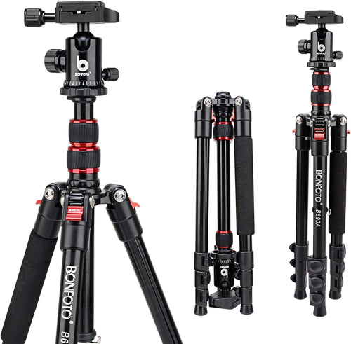 B690A Camera Tripod for Travel,Lightweight Aluminum Portable DSLR Tripod with 360 Degree Ball Head and Carry Bag, Camera Stand for Ring Light & Canon Nikon Sony DSLR