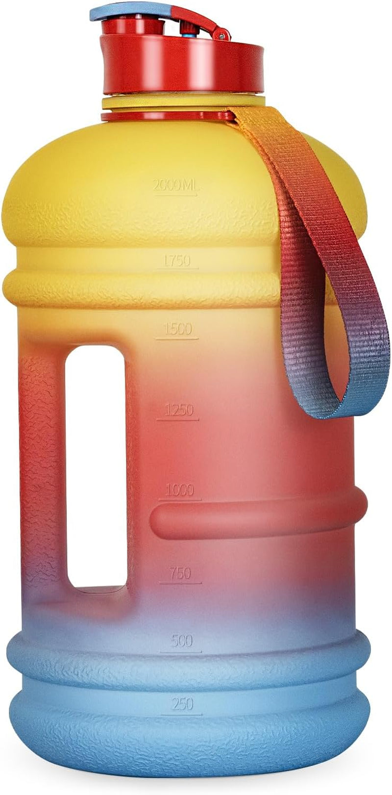 2 Liter Water Bottles - Half Gallon Water Bottle BPA Free - Ideal for Gym, Big Water Jug, Reusable Sports Bottle with Measurements Marked Drink Container (2.2L 74Oz Matte Black Water Jugs) | Half Gallon, Water Bottle, BPA Free, Ideal for Gym, Big Water Jug