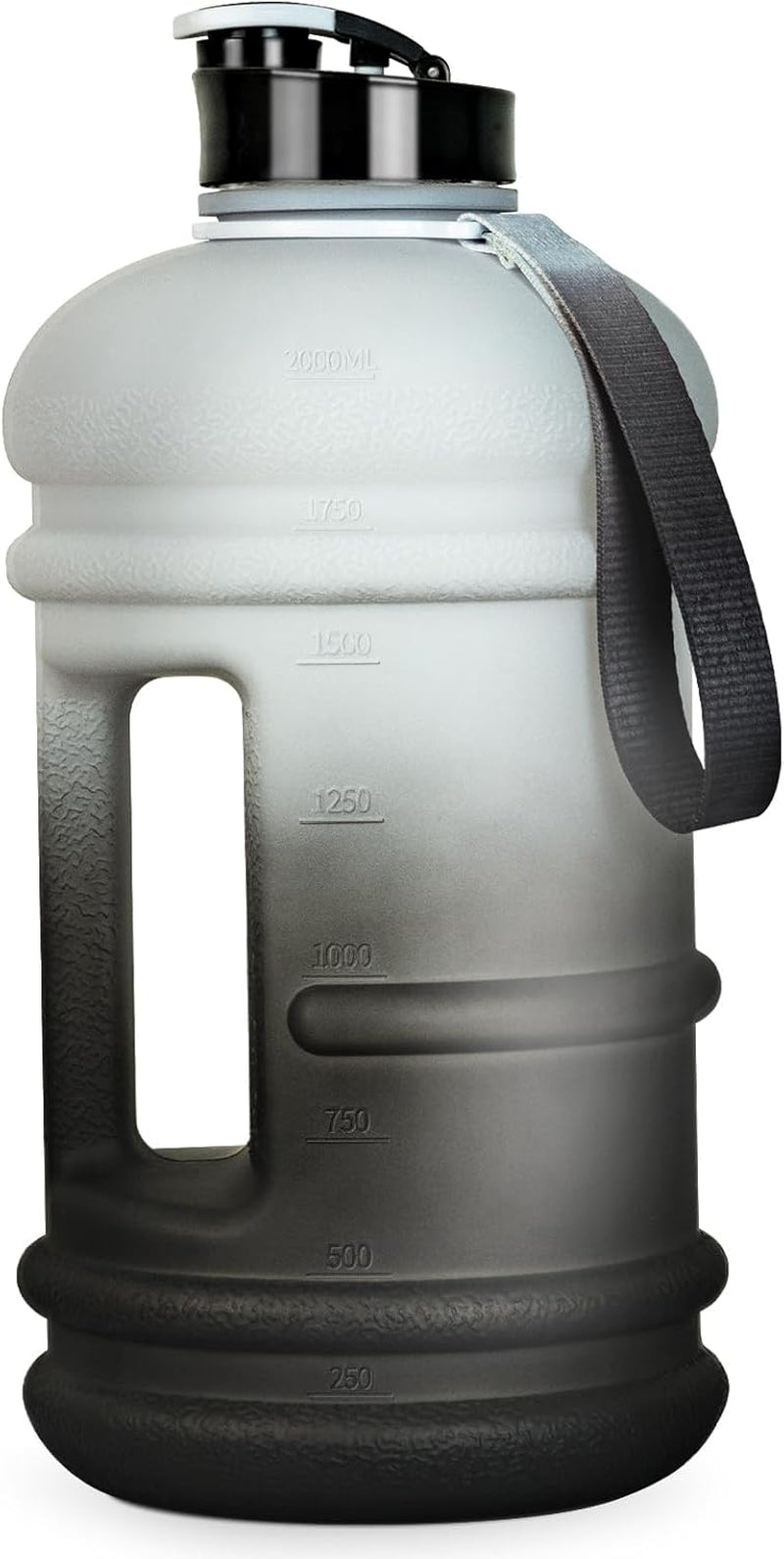 2 Liter Water Bottles - Half Gallon Water Bottle BPA Free - Ideal for Gym, Big Water Jug, Reusable Sports Bottle with Measurements Marked Drink Container (2.2L 74Oz Matte Black Water Jugs) | Half Gallon, Water Bottle, BPA Free, Ideal for Gym, Big Water Jug