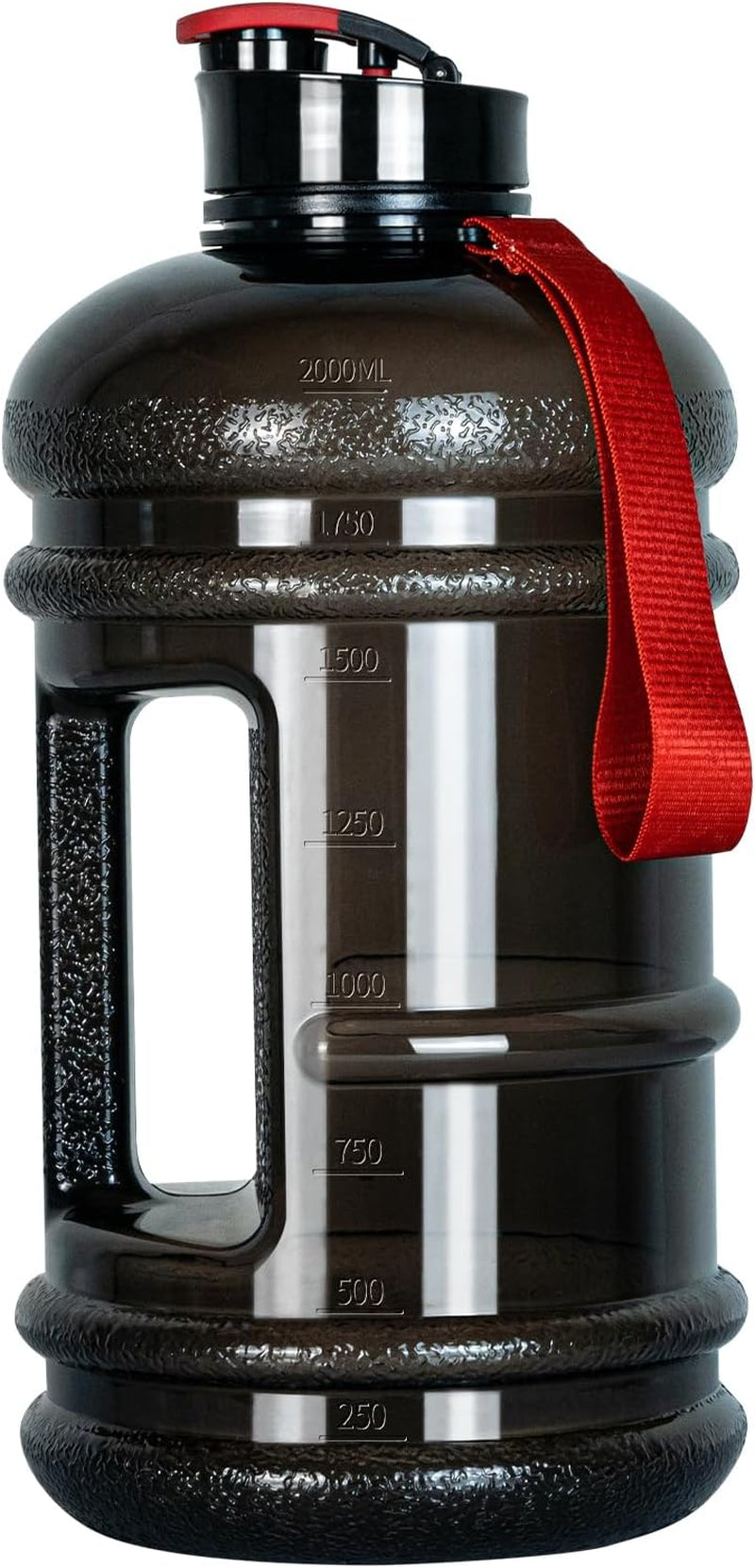 2 Liter Water Bottles - Half Gallon Water Bottle BPA Free - Ideal for Gym, Big Water Jug, Reusable Sports Bottle with Measurements Marked Drink Container (2.2L 74Oz Matte Black Water Jugs) | Half Gallon, Water Bottle, BPA Free, Ideal for Gym, Big Water Jug