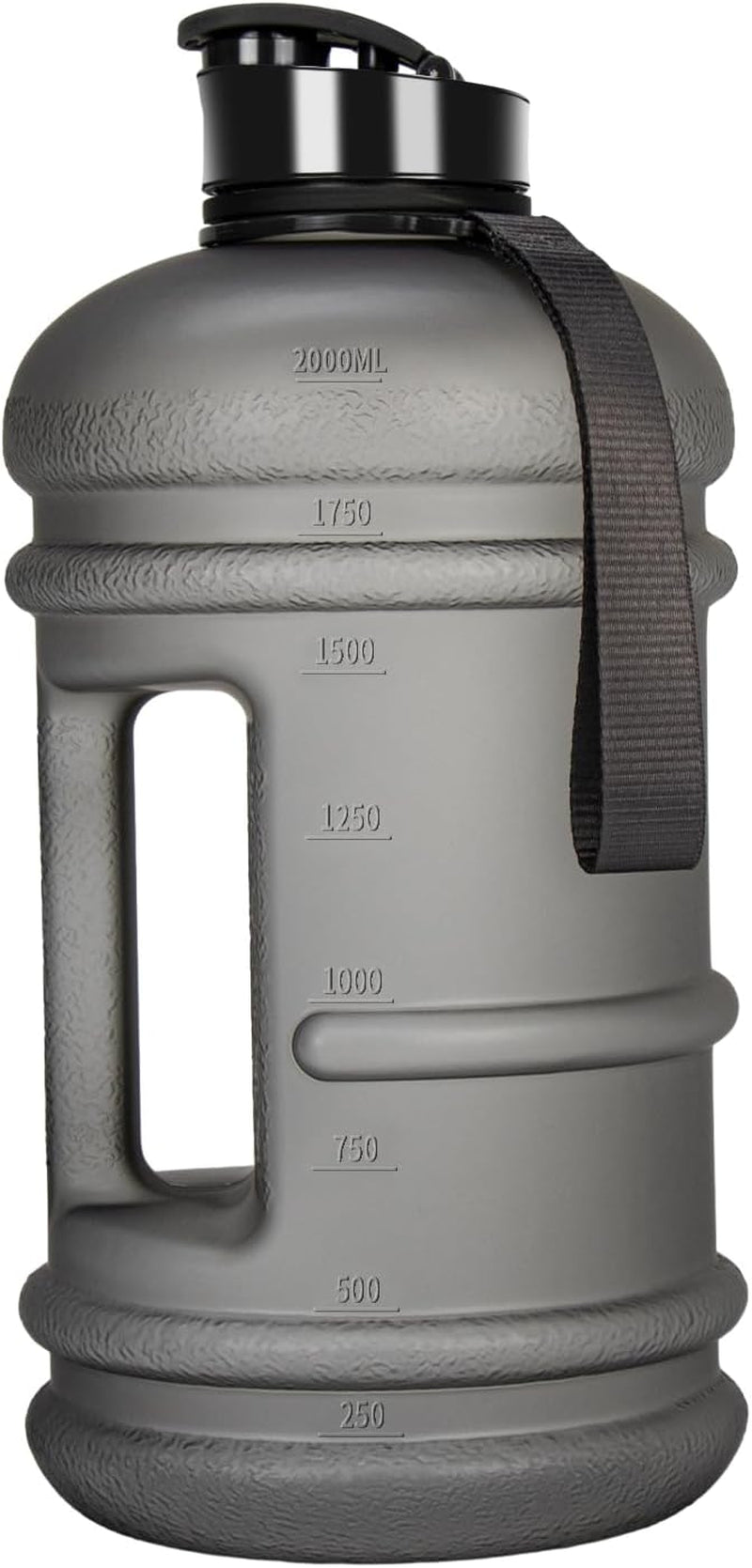 2 Liter Water Bottles - Half Gallon Water Bottle BPA Free - Ideal for Gym, Big Water Jug, Reusable Sports Bottle with Measurements Marked Drink Container (2.2L 74Oz Matte Black Water Jugs) | Half Gallon, Water Bottle, BPA Free, Ideal for Gym, Big Water Jug