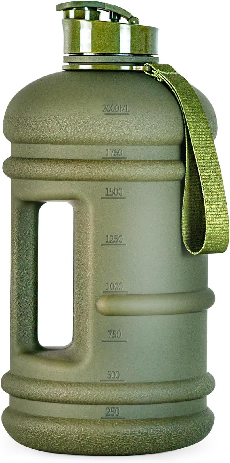 2 Liter Water Bottles - Half Gallon Water Bottle BPA Free - Ideal for Gym, Big Water Jug, Reusable Sports Bottle with Measurements Marked Drink Container (2.2L 74Oz Matte Black Water Jugs) | Half Gallon, Water Bottle, BPA Free, Ideal for Gym, Big Water Jug