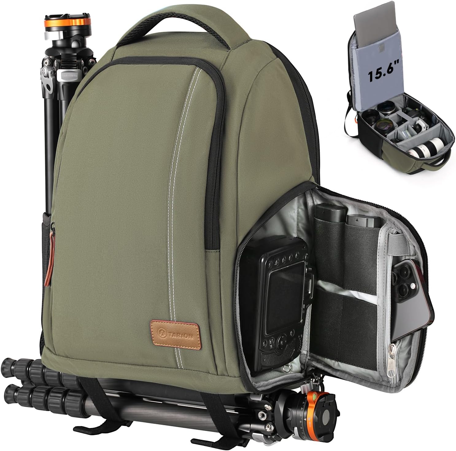 Camera Backpack for Photographers - Compact 15L Camera Bag with 15.6 Inch Laptop Compartment