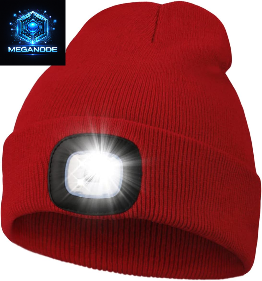 Unisex Hat with Light, USB Rechargeable Hands Free Headlamp LED Beanie
