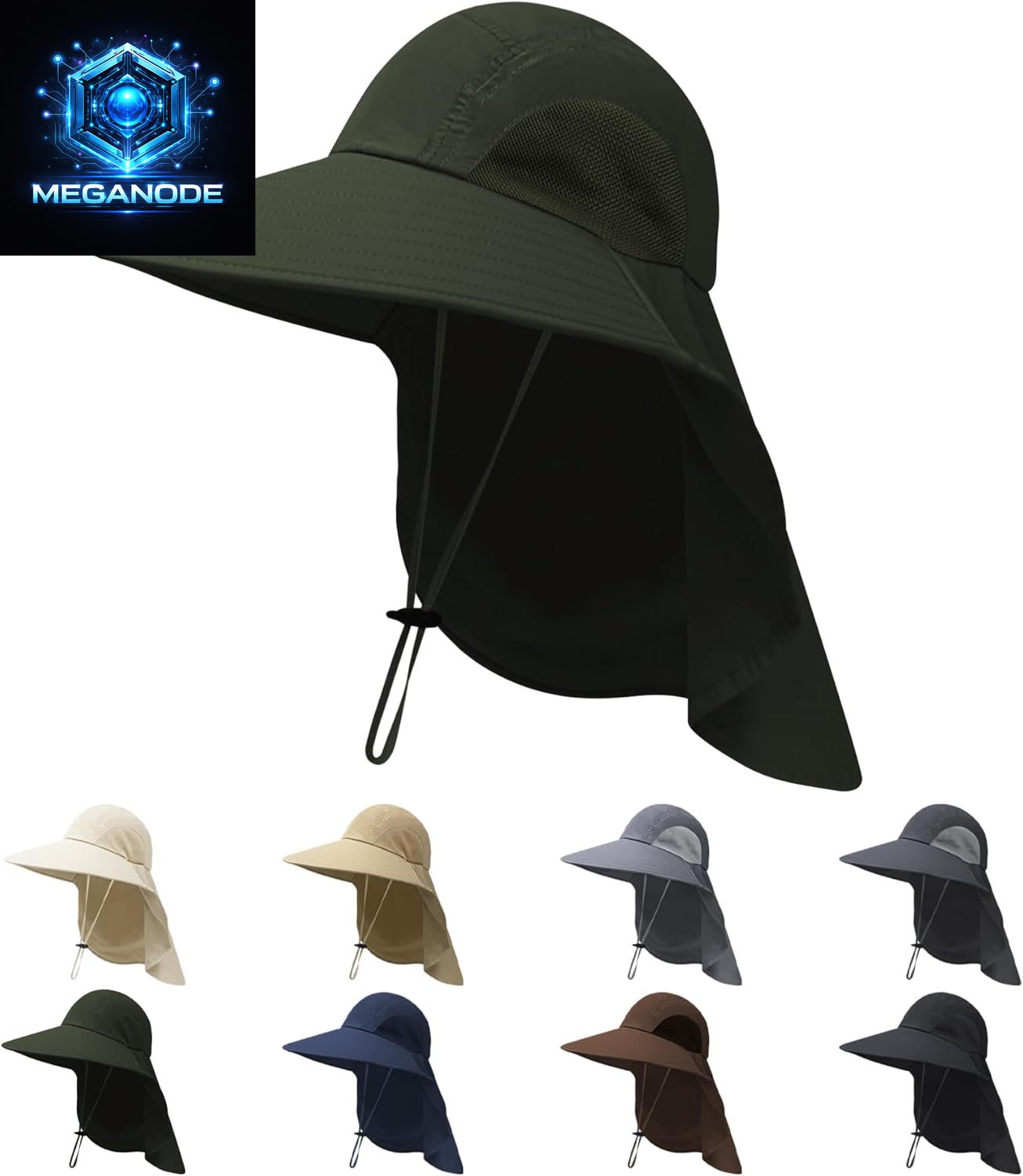 Sun Hats for Men Women with Neck Flap UPF 50+ UV Protection Wide Brim Bucket Hat Safari Hiking Fishing Hats