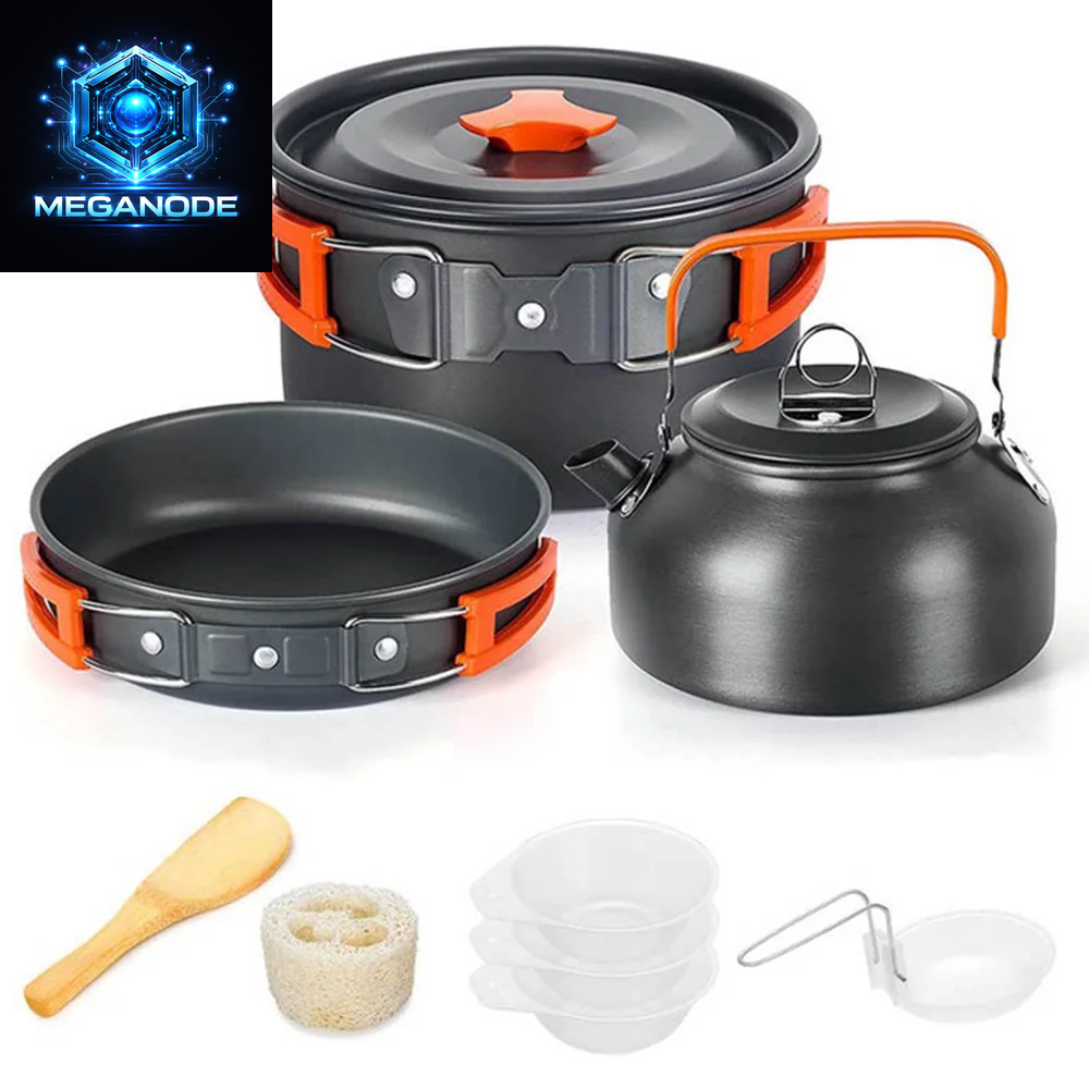 Camping Cooking Set Camping Cookware Travel Tableware Outdoor Picnic Set Teapot for 2-3 Peaple Non-Stick Pots Assorted Sets
