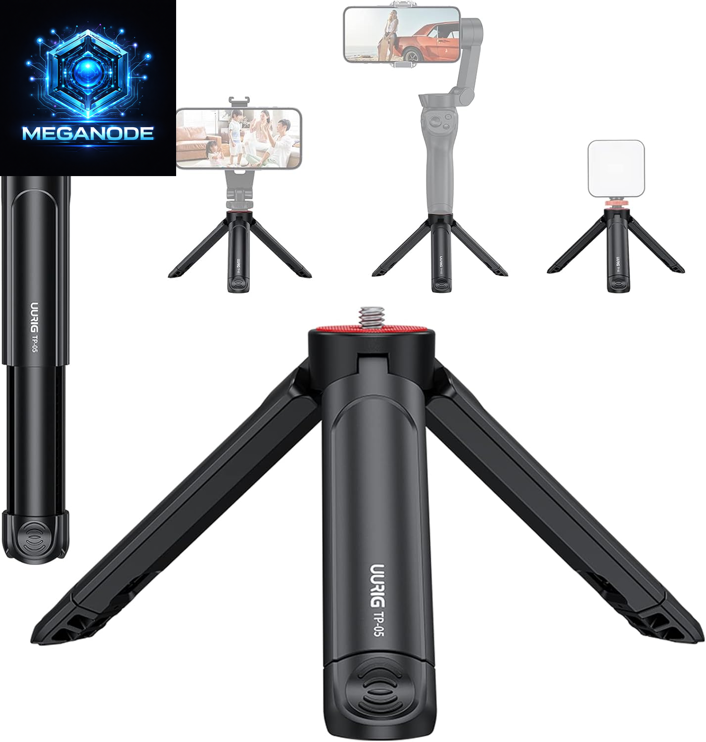 UURIG TP05 Extendable Mini Camera Tripod, Portable Selfie Stick Handle Grip 