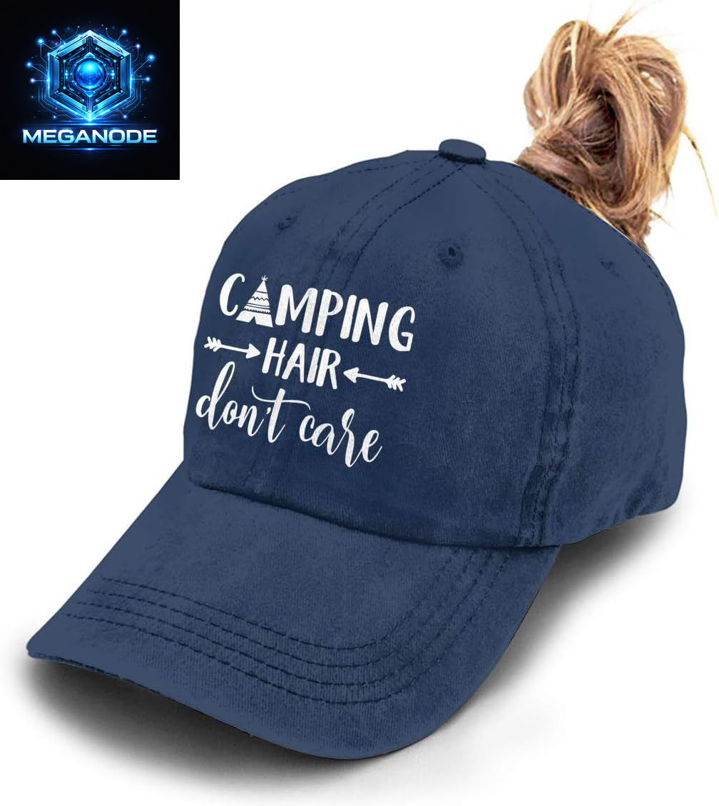 Unisex Camping Hair Don'T Care Vintage Adjustable Baseball Cap Denim Dad Hat