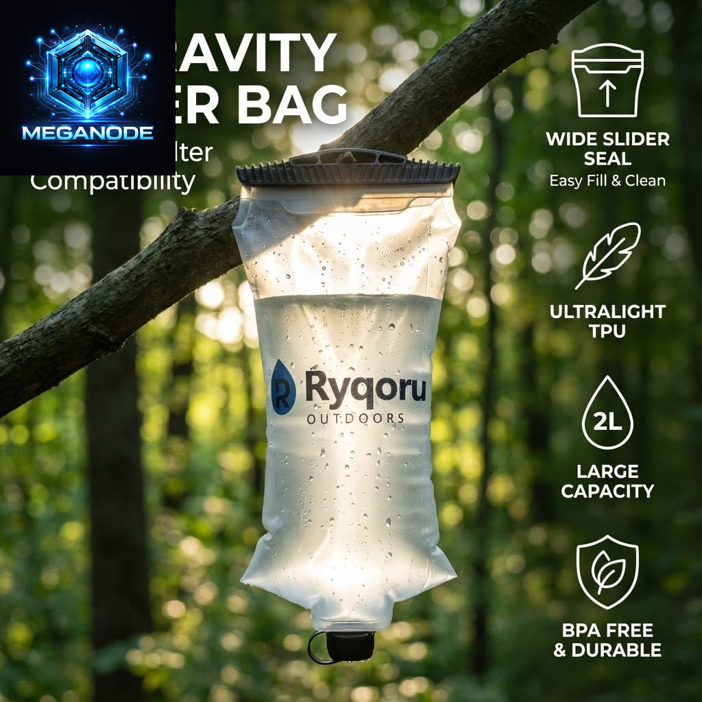 2L Collapsible Water Bladder – Ultralight TPU Hydration Canteen, 28mm Thread Compatible with Sawyer Squeeze & Mini, BPA-Free Leak-Proof Filter Bag for Hiking, Camping & Backpacking