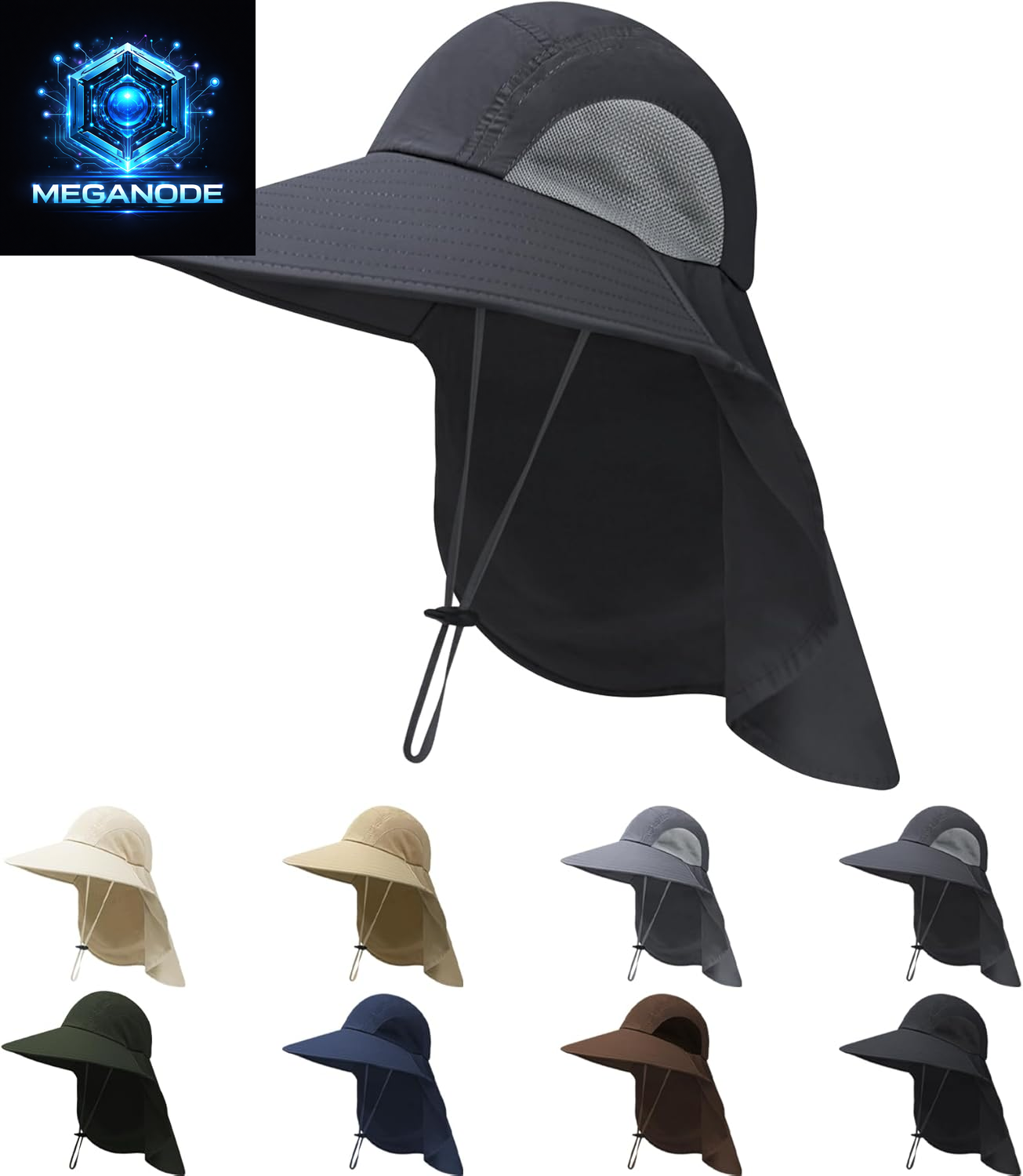 Sun Hats for Men Women with Neck Flap UPF 50+ UV Protection Wide Brim Bucket Hat Safari Hiking Fishing Hats