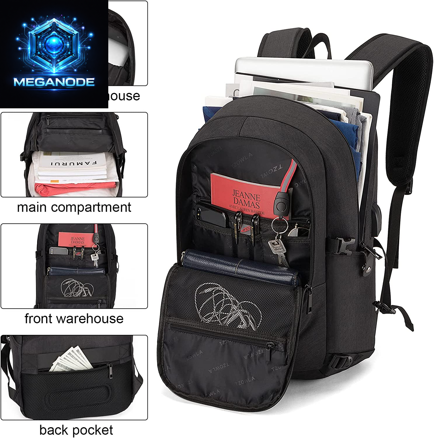 Travel Laptop Backpack Water Resistant Anti-Theft Bag with USB Charging Port and Lock 15.6 Inch Computer Business Backpacks for Women Men Work College Gift,Casual Daypack