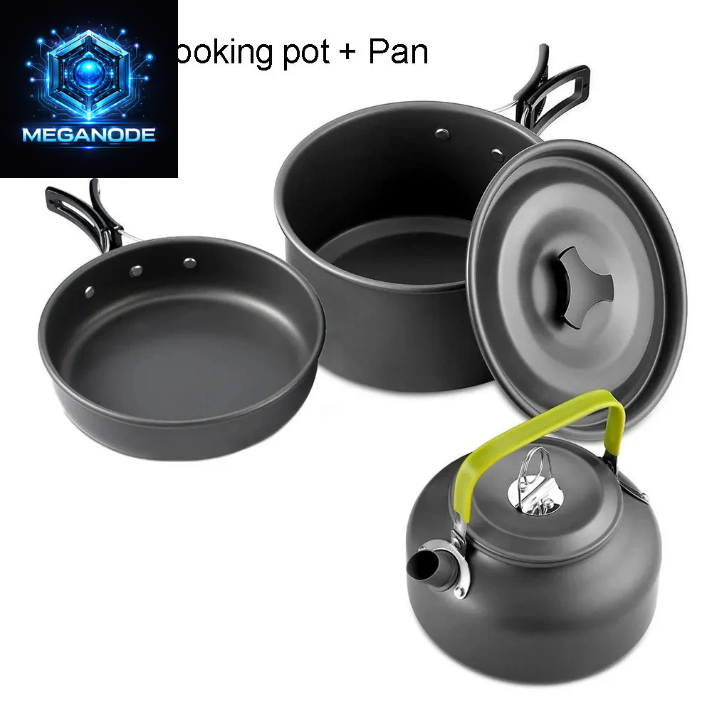 Camping Cooking Set Camping Cookware Travel Tableware Outdoor Picnic Set Teapot for 2-3 Peaple Non-Stick Pots Assorted Sets