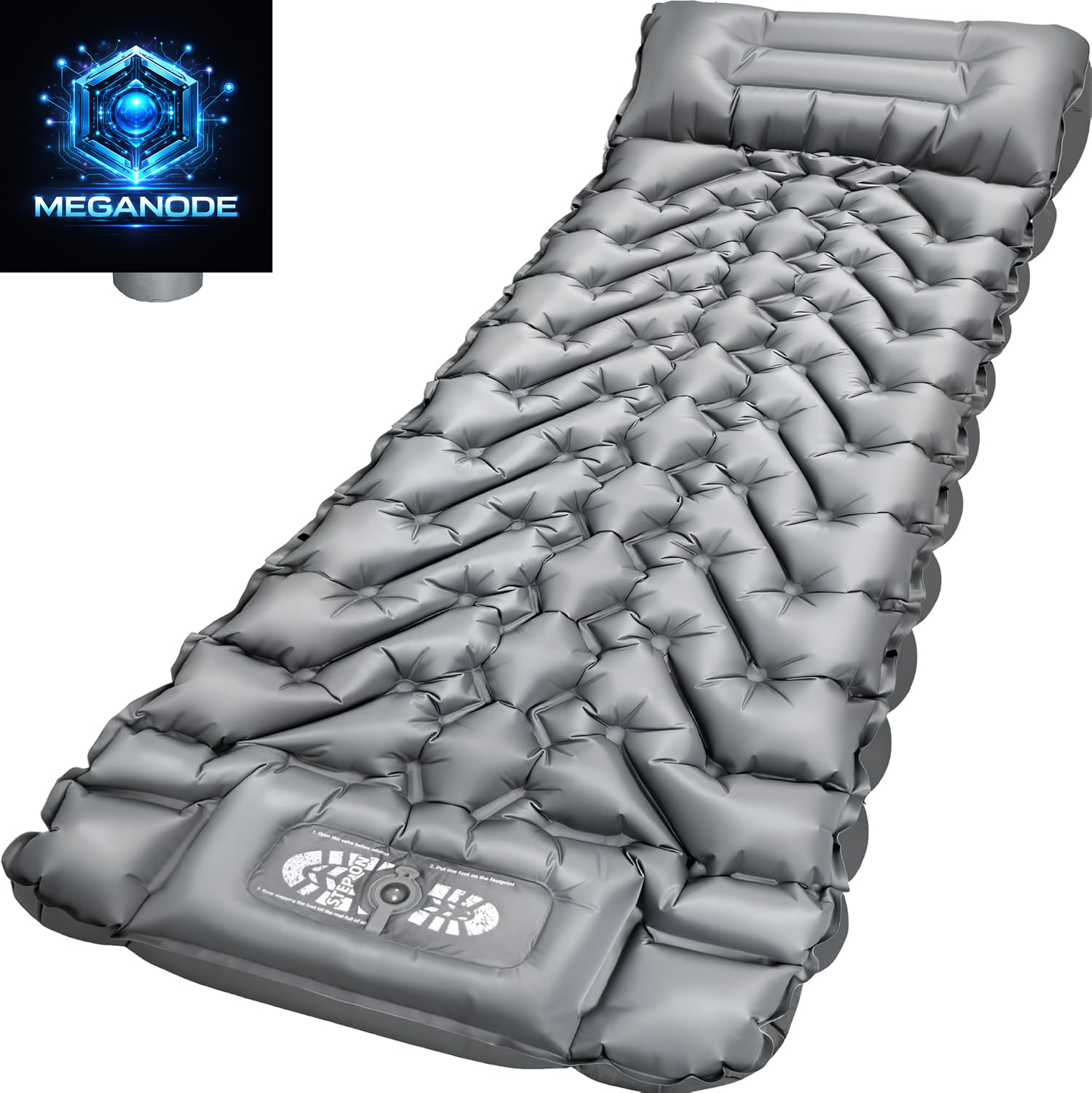 Compact 4-Inch Inflatable Sleeping Pad with Pillow & Foot Pump for Backpacking, Tents, and Road Trips