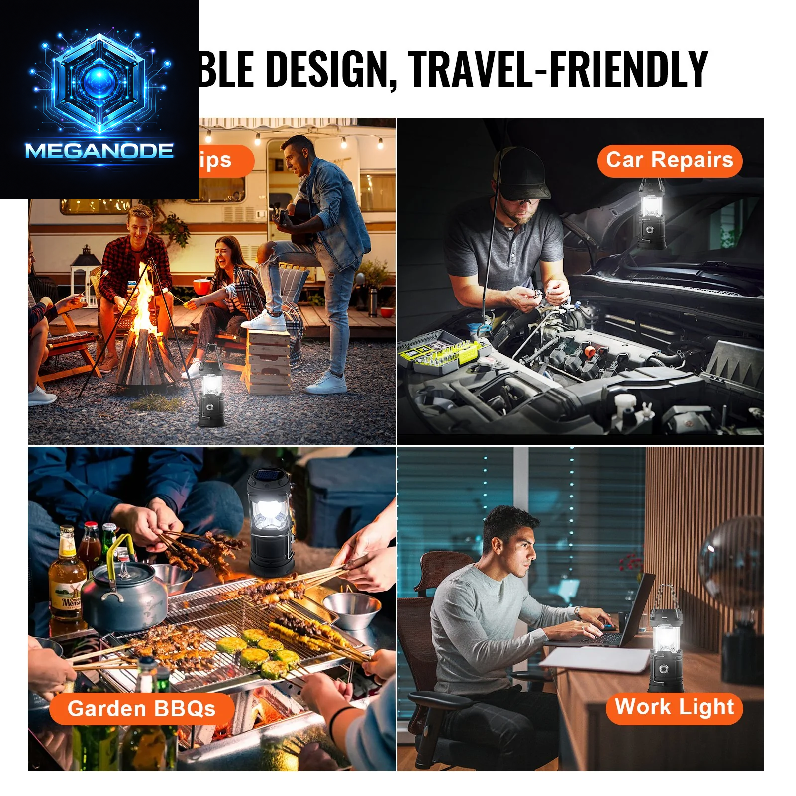 LED Camping Lanterns Portable Rechargeable Lights as Battery Bank 4 Pcs