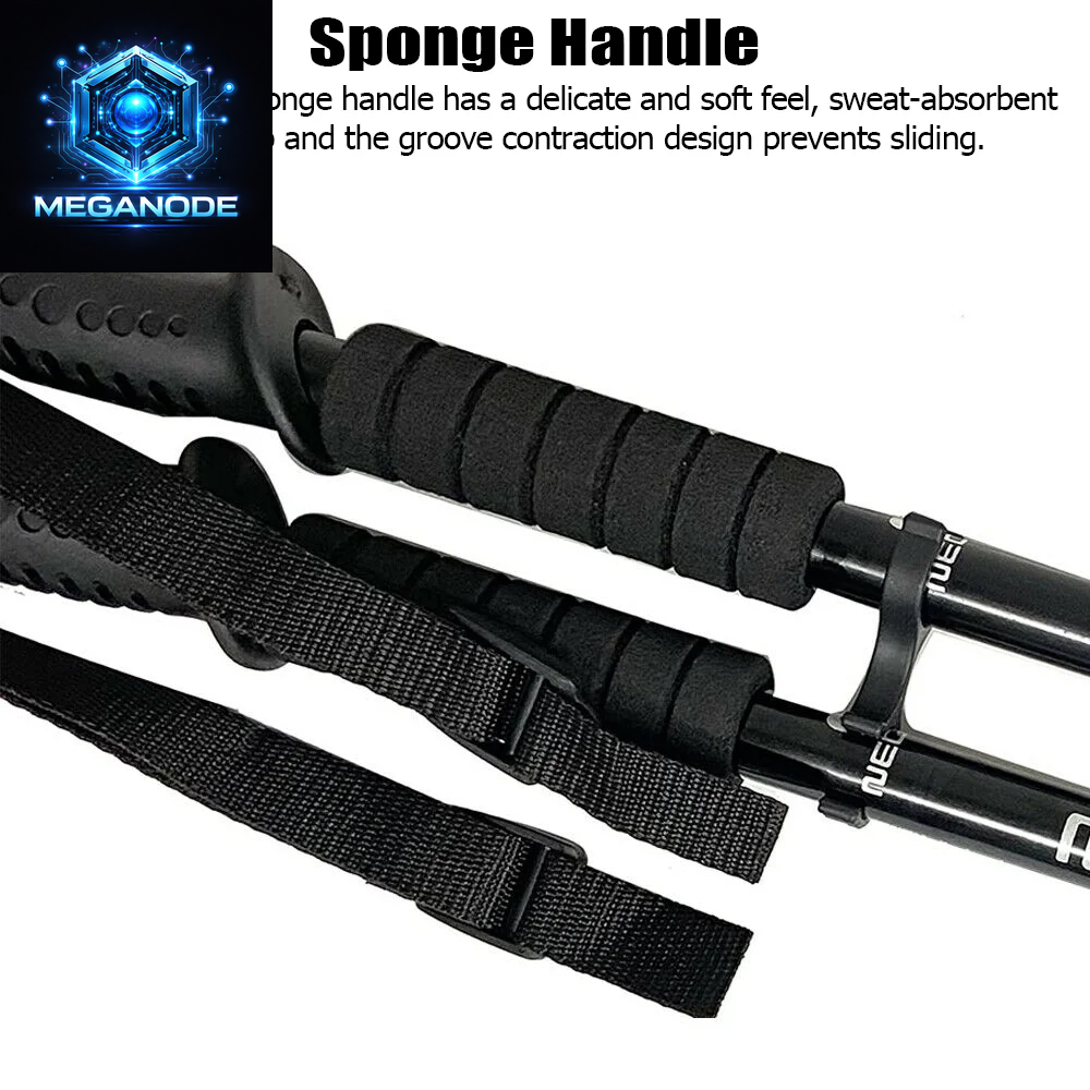 Pair 2 Trekking Walking Hiking Sticks Poles Quick Lock Adjustable Alpenstock 25.5" to 64.9" for All Heights, Durable & Lightweight Aluminum, Black