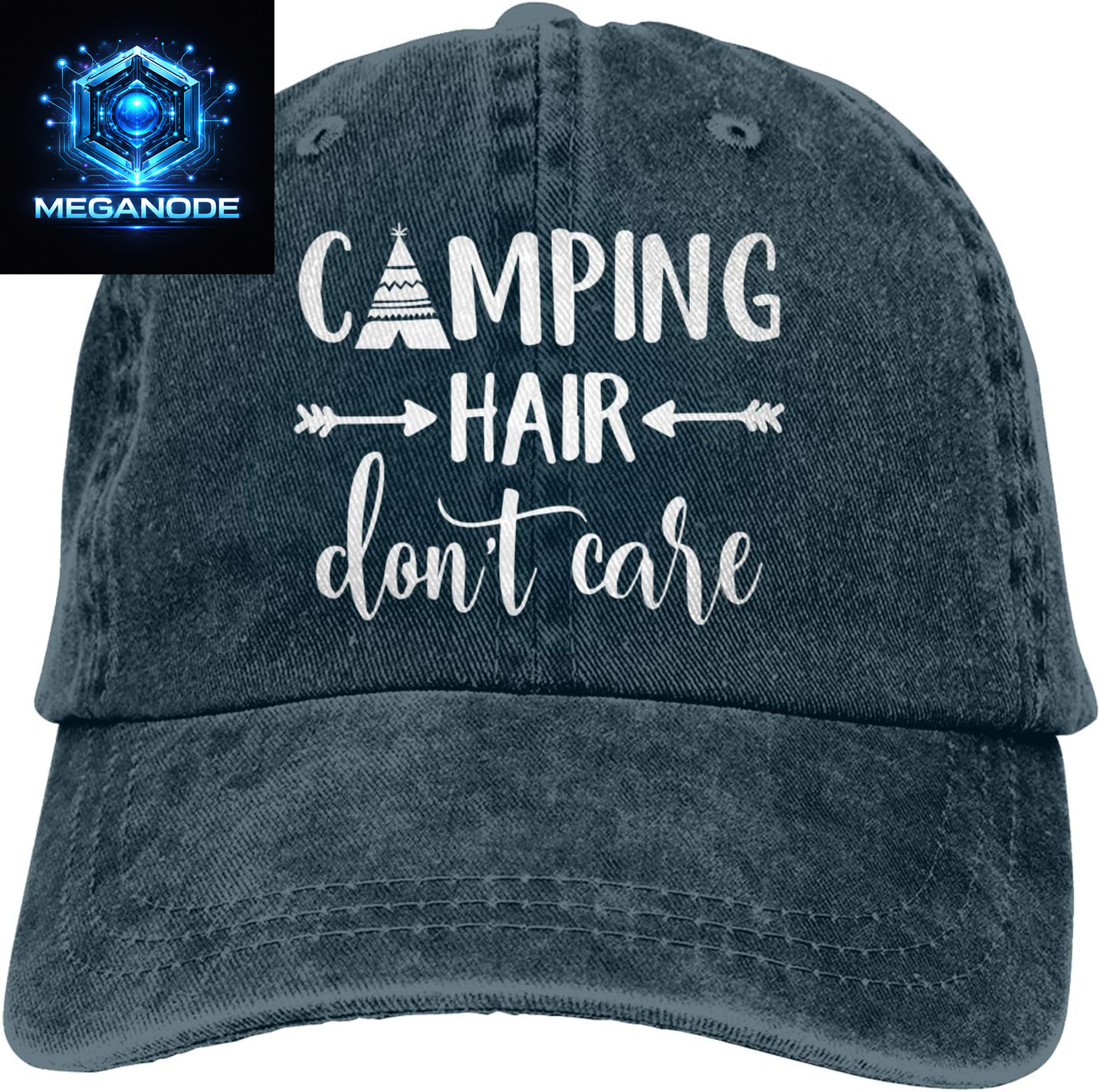 Unisex Camping Hair Don'T Care Vintage Adjustable Baseball Cap Denim Dad Hat