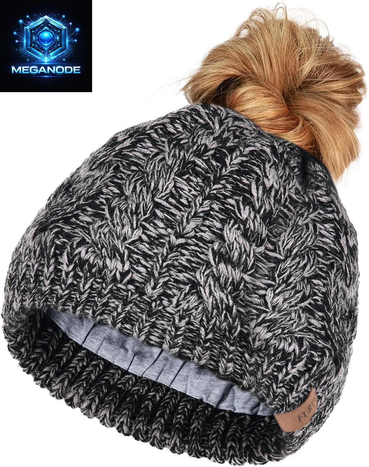 Ponytail Beanies with Tail Hole Warm Lined Knit Skull Beanie 