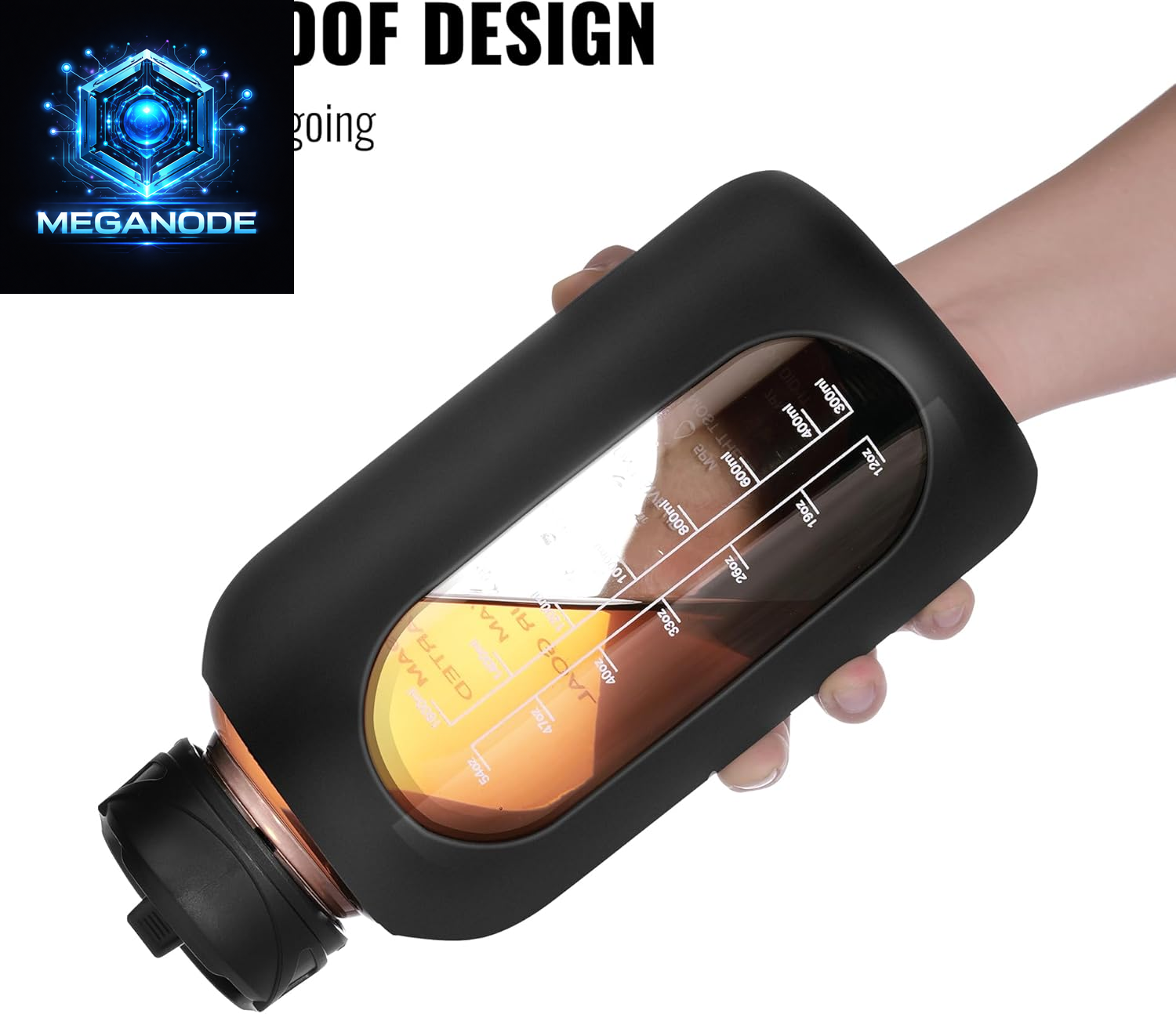 64 Oz Glass Motivational Water Bottle Jug with Straw and Handle