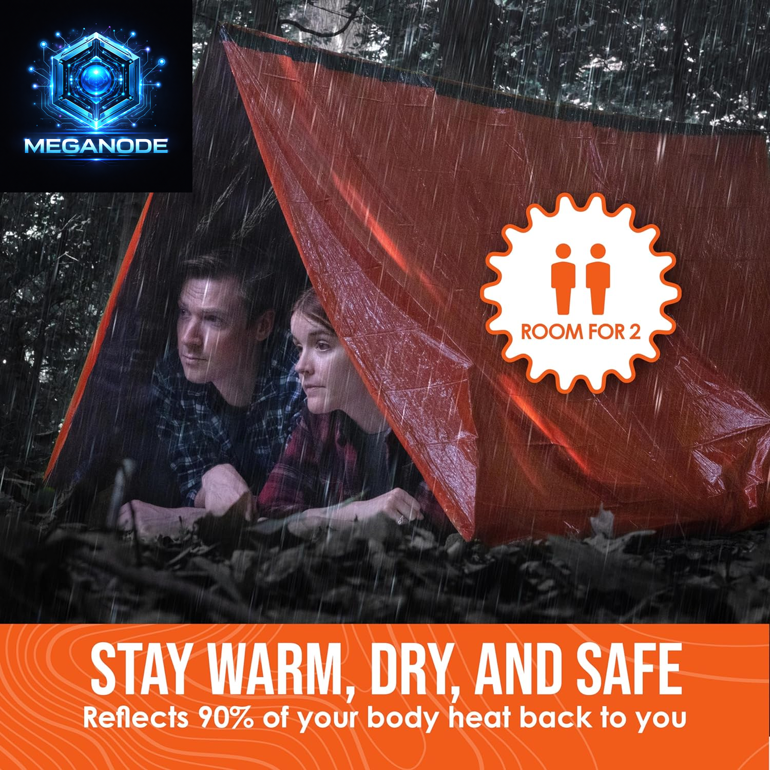 All Weather Protection Survival Life Tent • 2 Person Mylar Emergency Shelter Tube Tent + Paracord +Whistle