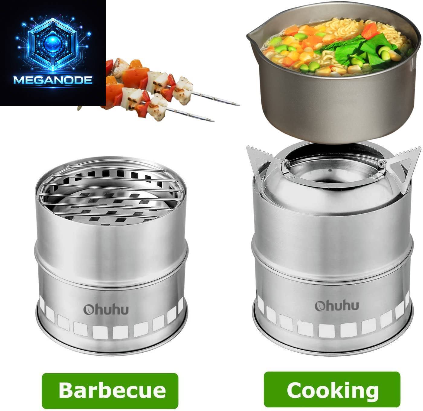 Camping Stove,  Camp Stove Wood Burning Stove Stainless Steel Stoves Mini Portable Stove for Camping Picnic BBQ Backpacking Hiking Survival Emergency Cooking Outdoor with Grill Grid Carry Bag