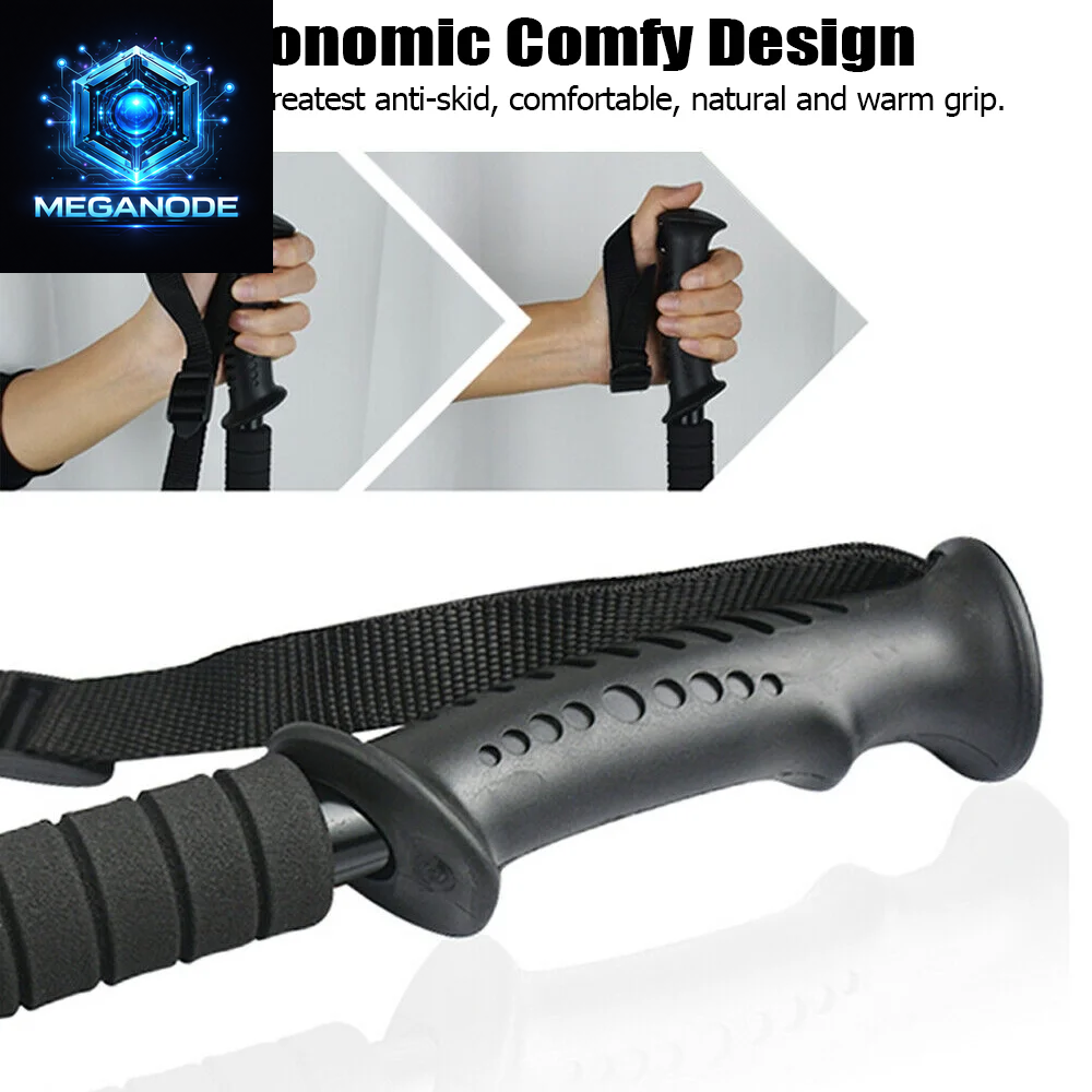 Pair 2 Trekking Walking Hiking Sticks Poles Quick Lock Adjustable Alpenstock 25.5" to 64.9" for All Heights, Durable & Lightweight Aluminum, Black