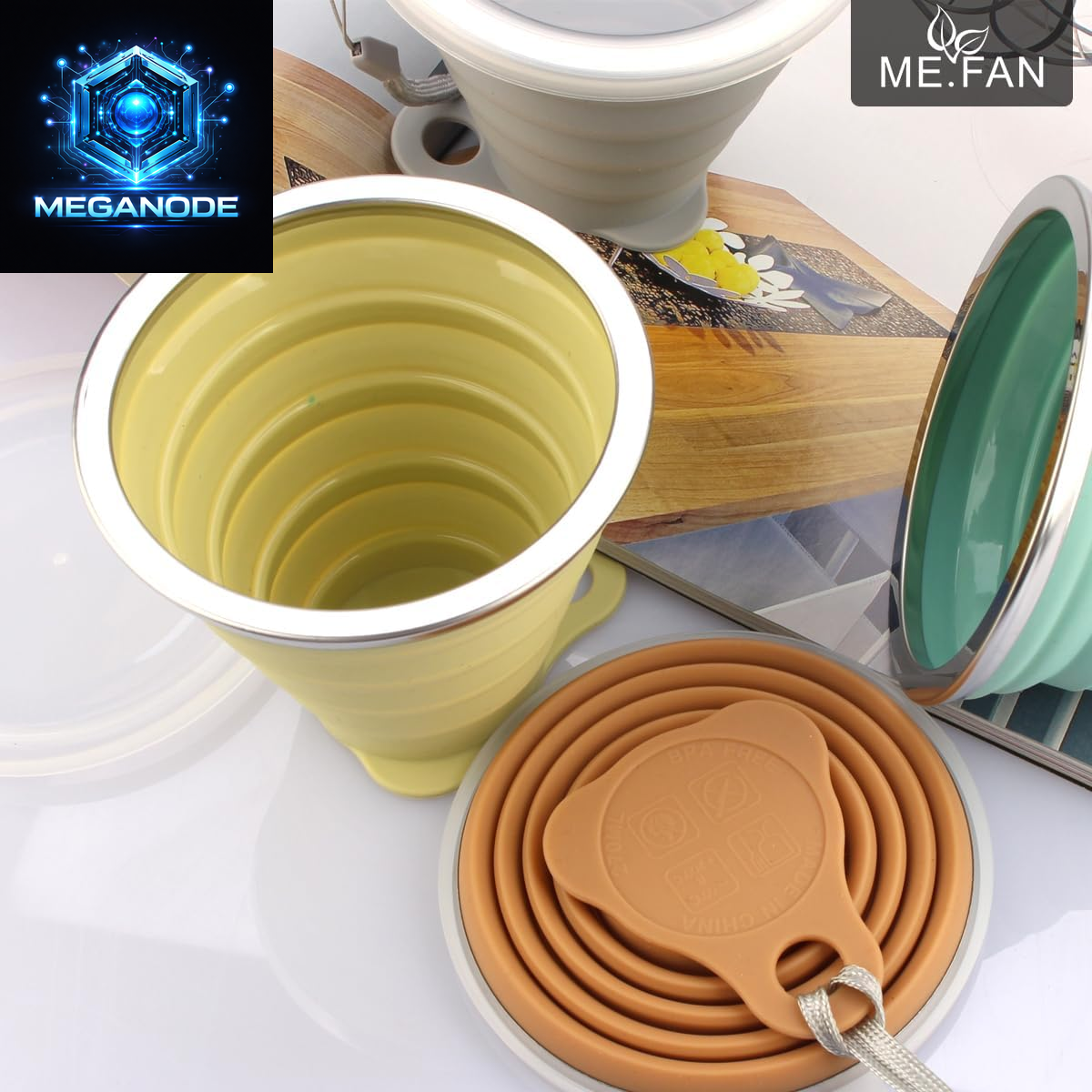 Versatile Silicone Collapsible Travel Cup - Portable Folding Camping Cup with Lids - Expandable and Lightweight Design for On-the-Go Hydration