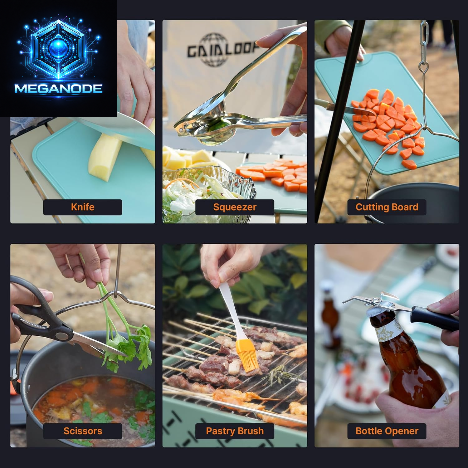 Portable Camping Cooking Utensils Set, Camp Kitchen Set with Organizer Bag, RV Essentials Outdoor Cooking Utensil Kit for Travel, Picnics, Camping, Bbqs, Parties