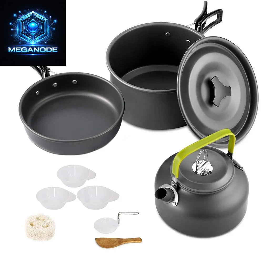 Camping Cooking Set Camping Cookware Travel Tableware Outdoor Picnic Set Teapot for 2-3 Peaple Non-Stick Pots Assorted Sets