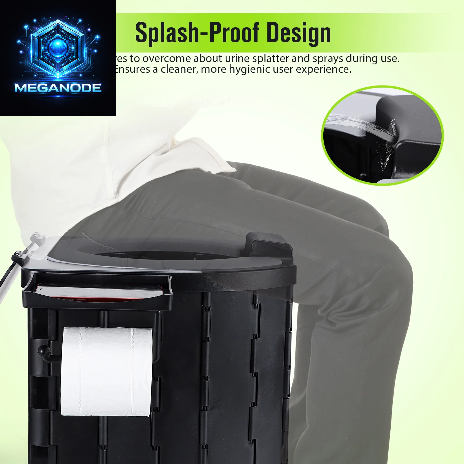 Portable Camping Toilet, Folding Outdoor Toilet with PU Cushion, Waterproof Bag & 30 Trash Bags, Perfect for Camping, Hiking, Rvs, Trucks & Beach,Black