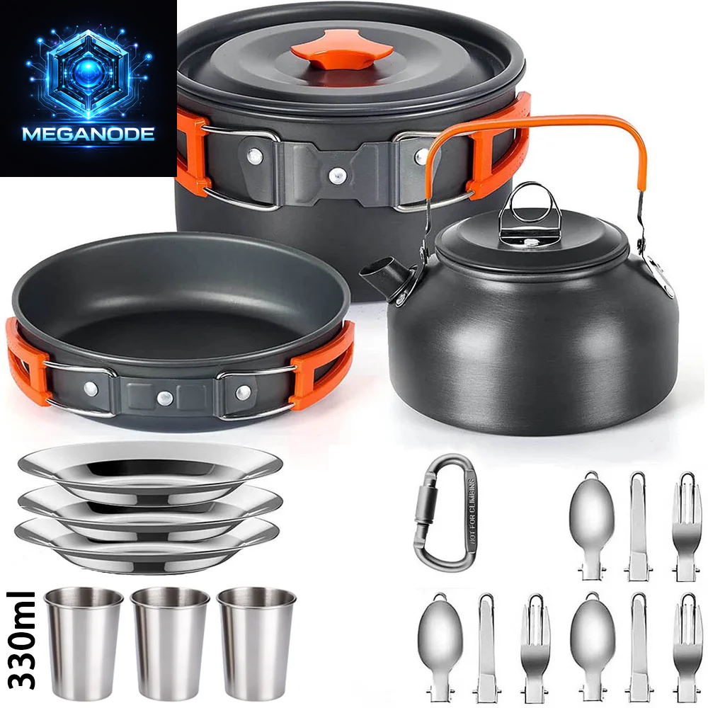 Camping Cooking Set Camping Cookware Travel Tableware Outdoor Picnic Set Teapot for 2-3 Peaple Non-Stick Pots Assorted Sets