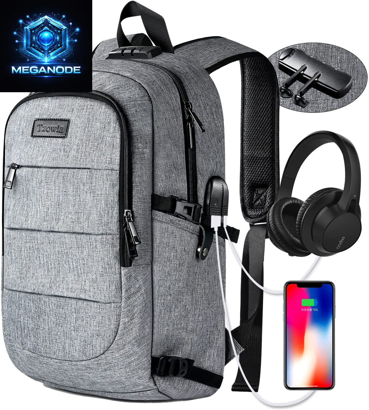 Travel Laptop Backpack Water Resistant Anti-Theft Bag with USB Charging Port and Lock 15.6 Inch Computer Business Backpacks for Women Men Work College Gift,Casual Daypack