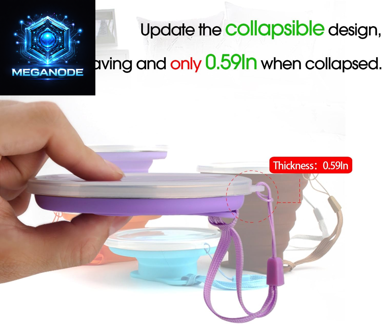 Versatile Silicone Collapsible Travel Cup - Portable Folding Camping Cup with Lids - Expandable and Lightweight Design for On-the-Go Hydration