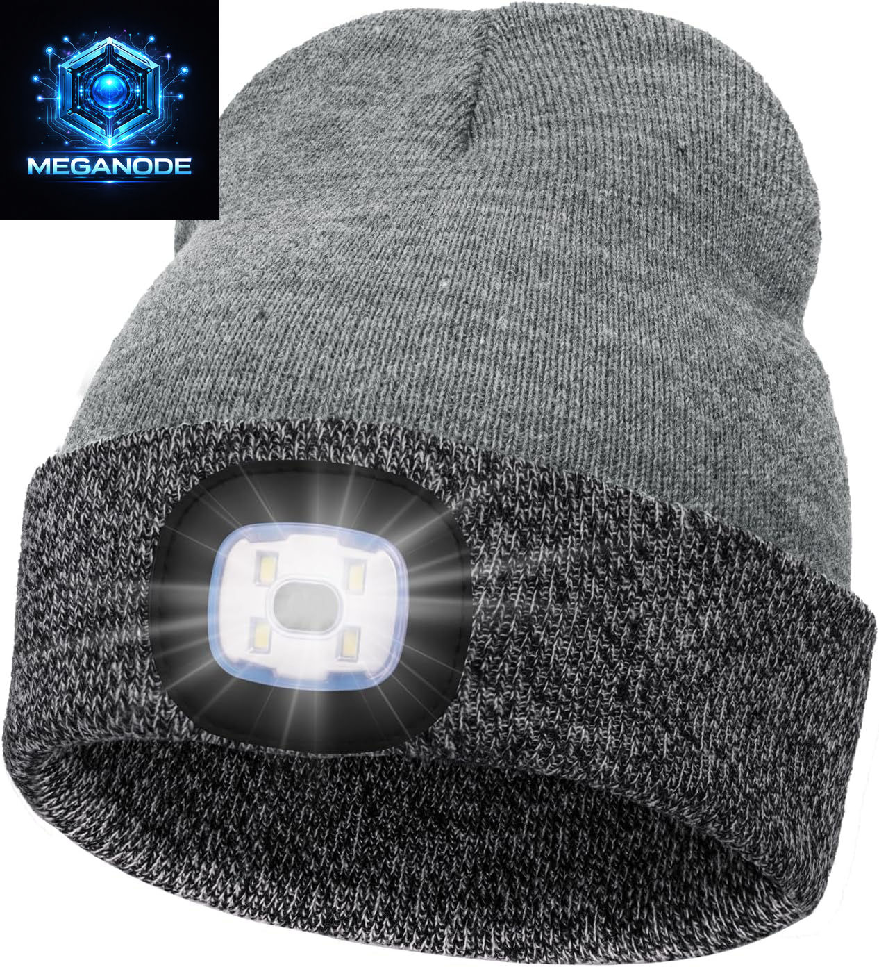 Unisex Hat with Light, USB Rechargeable Hands Free Headlamp LED Beanie