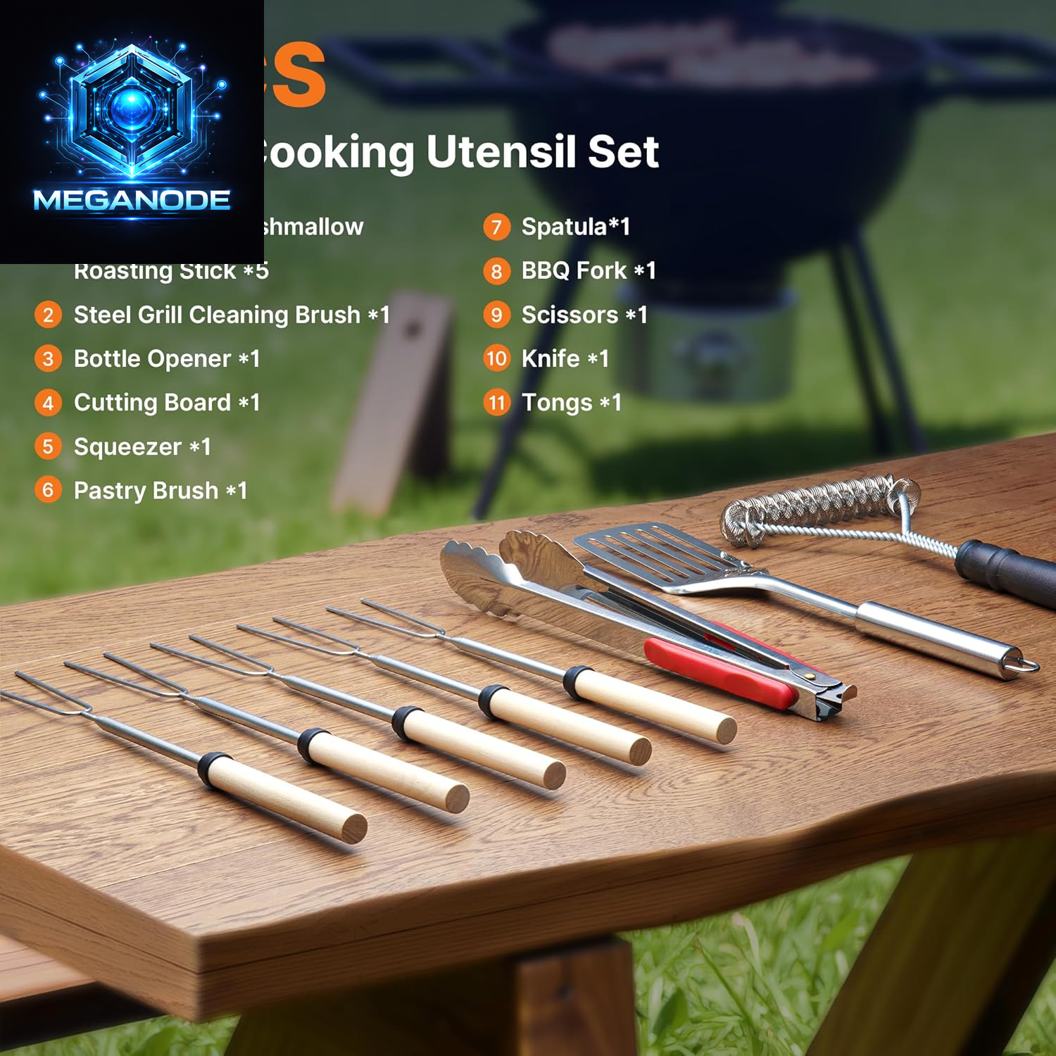 Portable Camping Cooking Utensils Set, Camp Kitchen Set with Organizer Bag, RV Essentials Outdoor Cooking Utensil Kit for Travel, Picnics, Camping, Bbqs, Parties