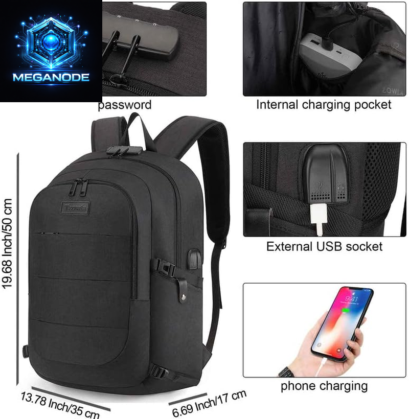Travel Laptop Backpack Water Resistant Anti-Theft Bag with USB Charging Port and Lock 15.6 Inch Computer Business Backpacks for Women Men Work College Gift,Casual Daypack