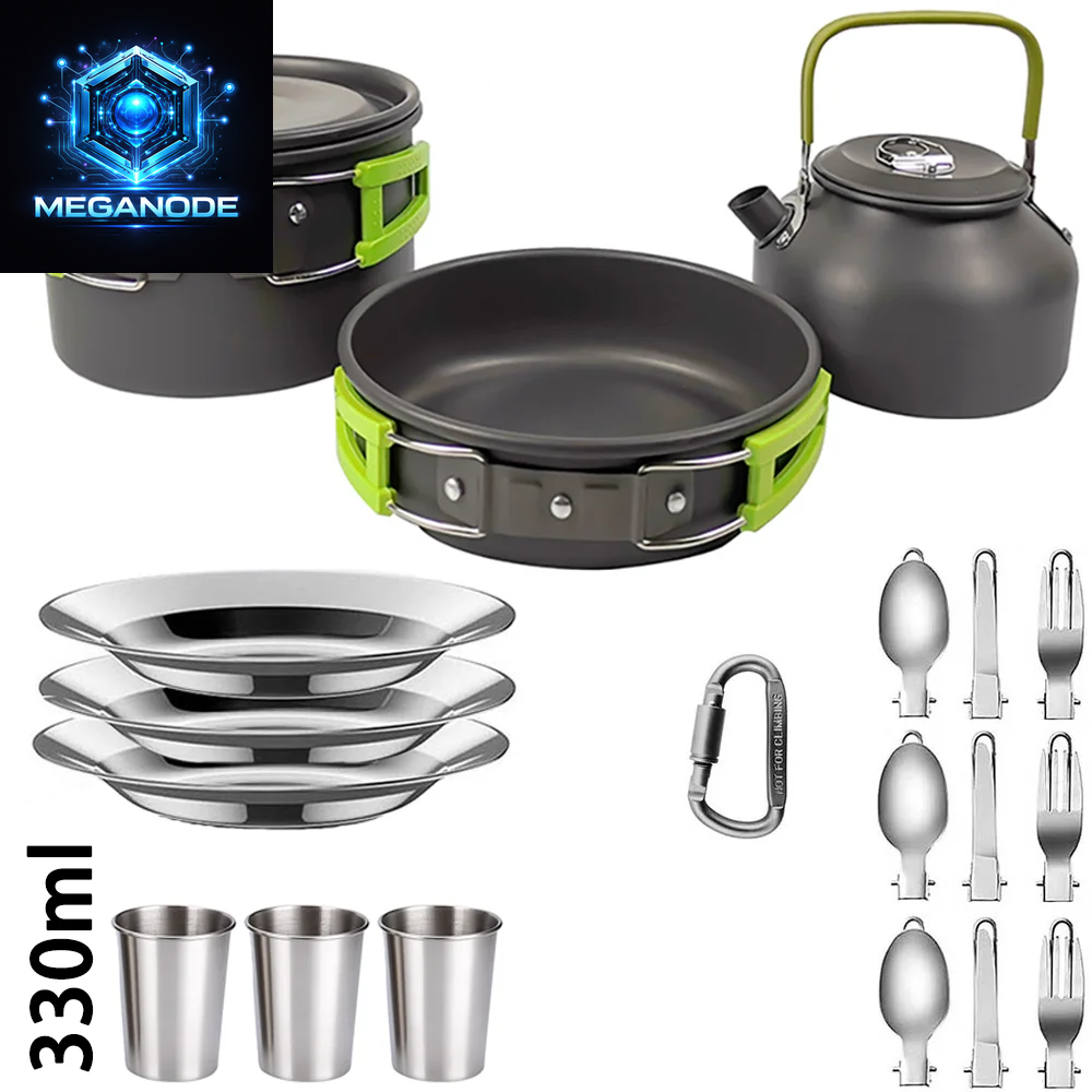 Camping Cooking Set Camping Cookware Travel Tableware Outdoor Picnic Set Teapot for 2-3 Peaple Non-Stick Pots Assorted Sets