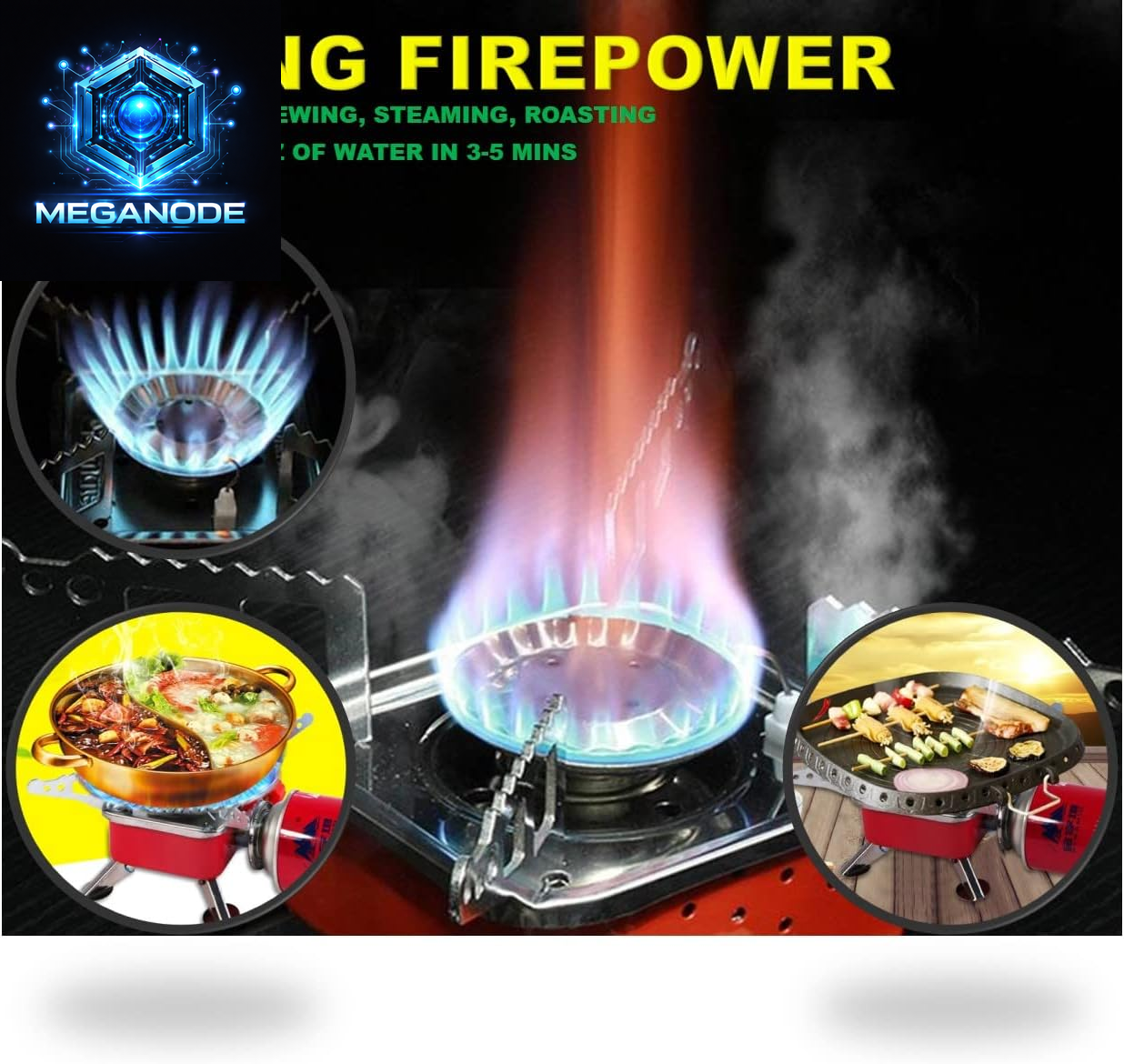 Portable Camping Stove, Ultralight Backpacking Stove with Piezo Ignition, Foldable Windproof 1-Burner Gas Stove, Adjustable Flame for Outdoor Hiking & Survival, 5 Pcs