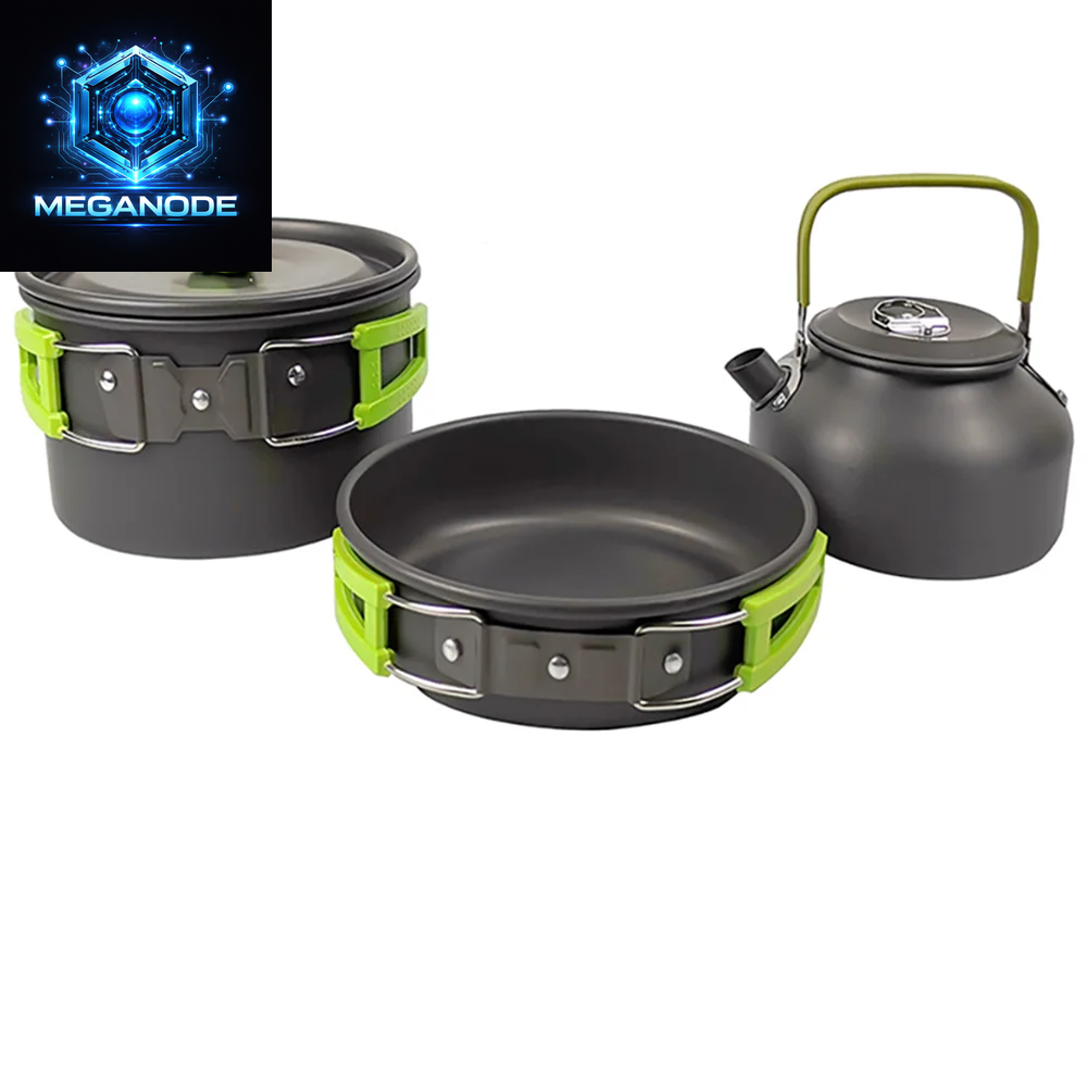 Camping Cooking Set Camping Cookware Travel Tableware Outdoor Picnic Set Teapot for 2-3 Peaple Non-Stick Pots Assorted Sets