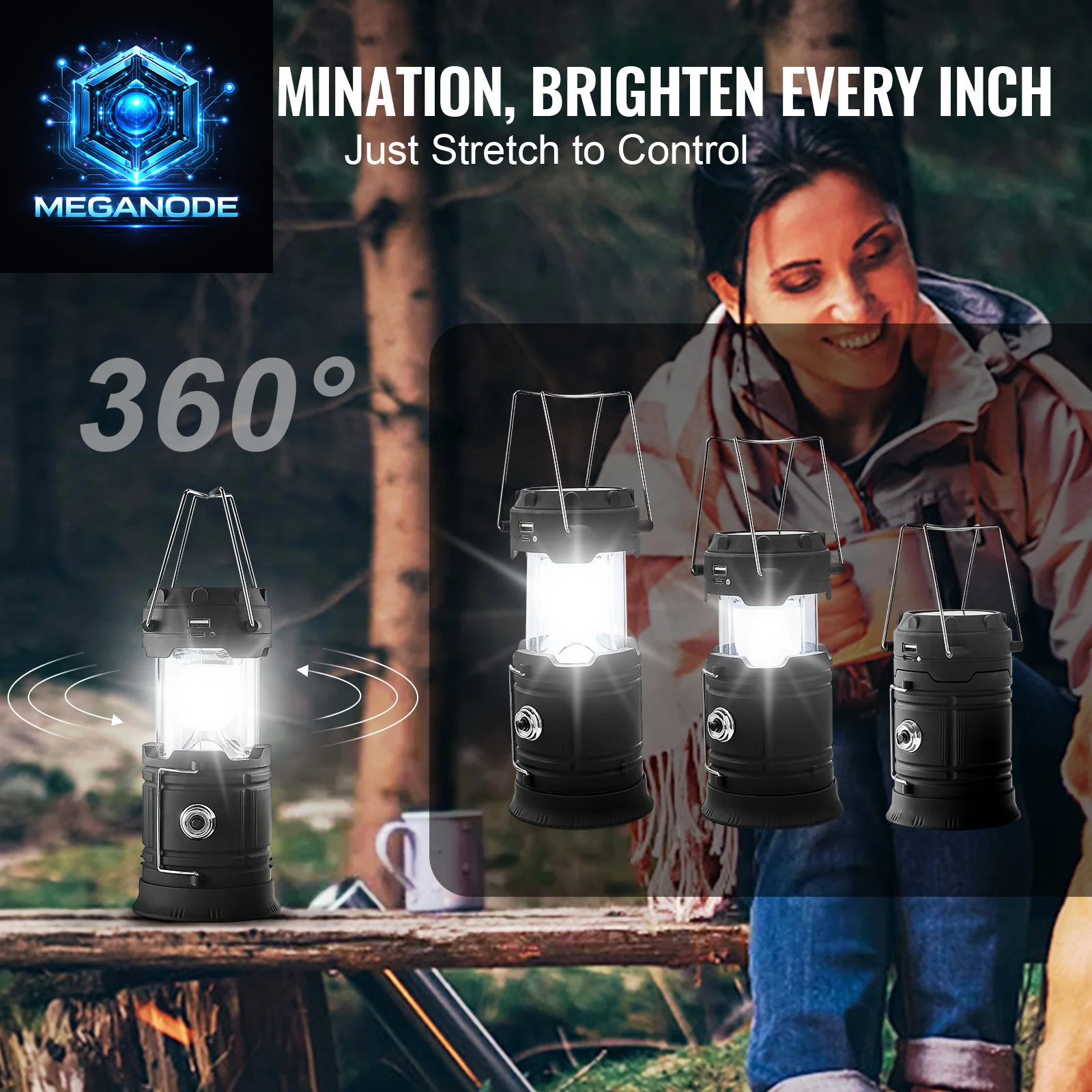 LED Camping Lanterns Portable Rechargeable Lights as Battery Bank 4 Pcs