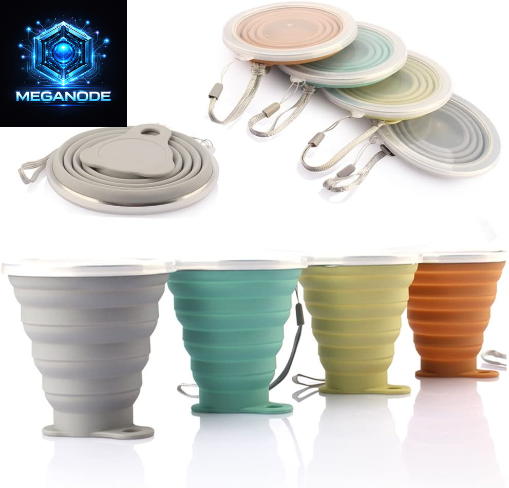 Versatile Silicone Collapsible Travel Cup - Portable Folding Camping Cup with Lids - Expandable and Lightweight Design for On-the-Go Hydration
