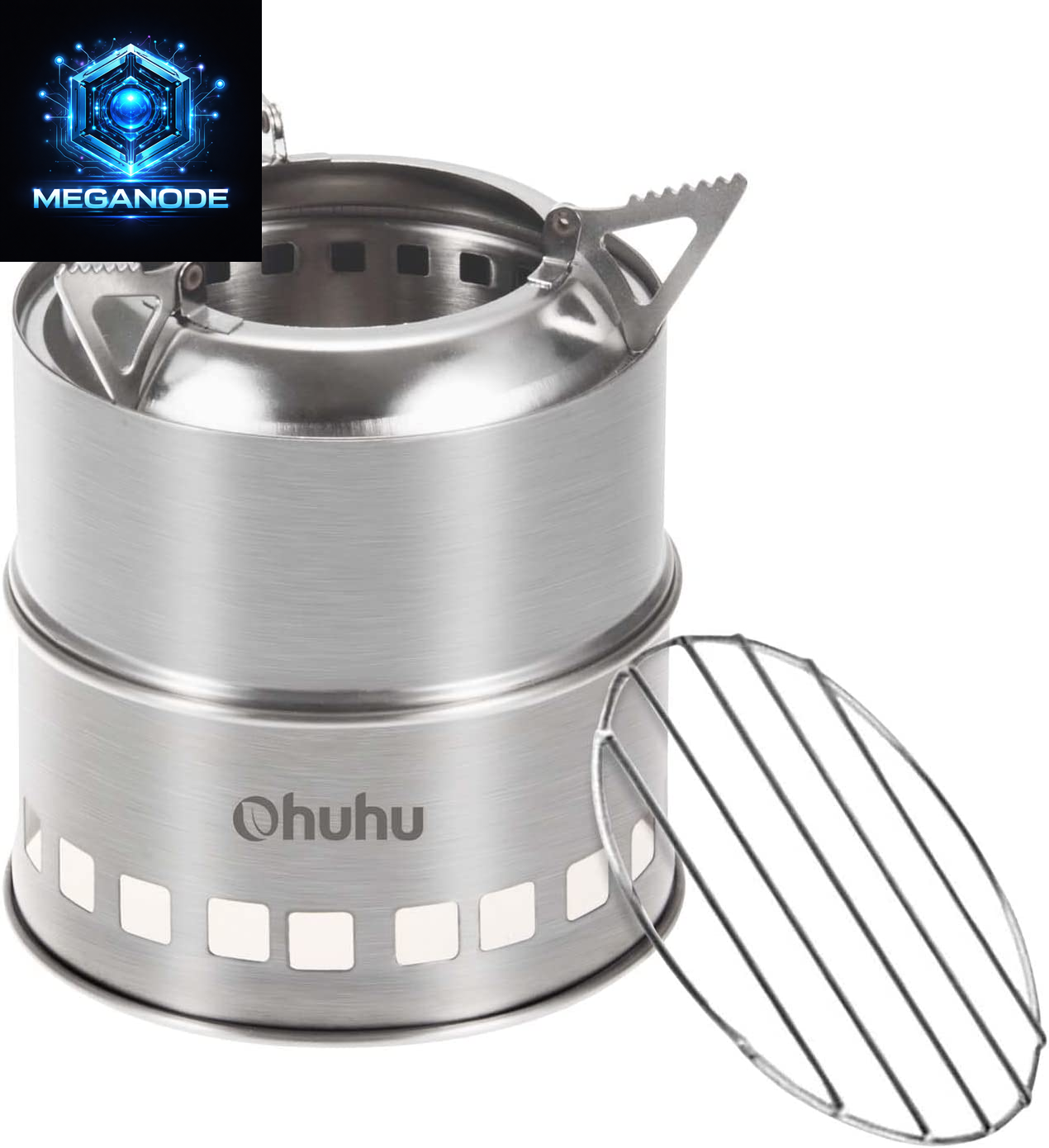 Camping Stove,  Camp Stove Wood Burning Stove Stainless Steel Stoves Mini Portable Stove for Camping Picnic BBQ Backpacking Hiking Survival Emergency Cooking Outdoor with Grill Grid Carry Bag