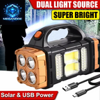 Portable Powerful USB Rechargeable Flashlight Solar LED Light with COB 