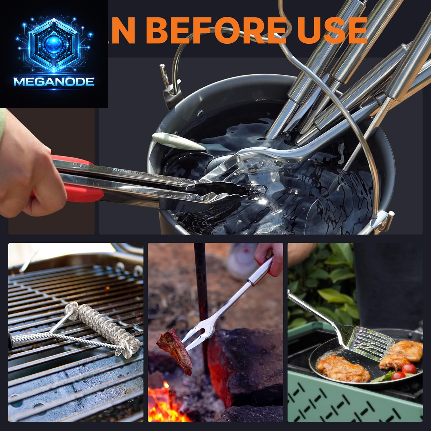 Portable Camping Cooking Utensils Set, Camp Kitchen Set with Organizer Bag, RV Essentials Outdoor Cooking Utensil Kit for Travel, Picnics, Camping, Bbqs, Parties