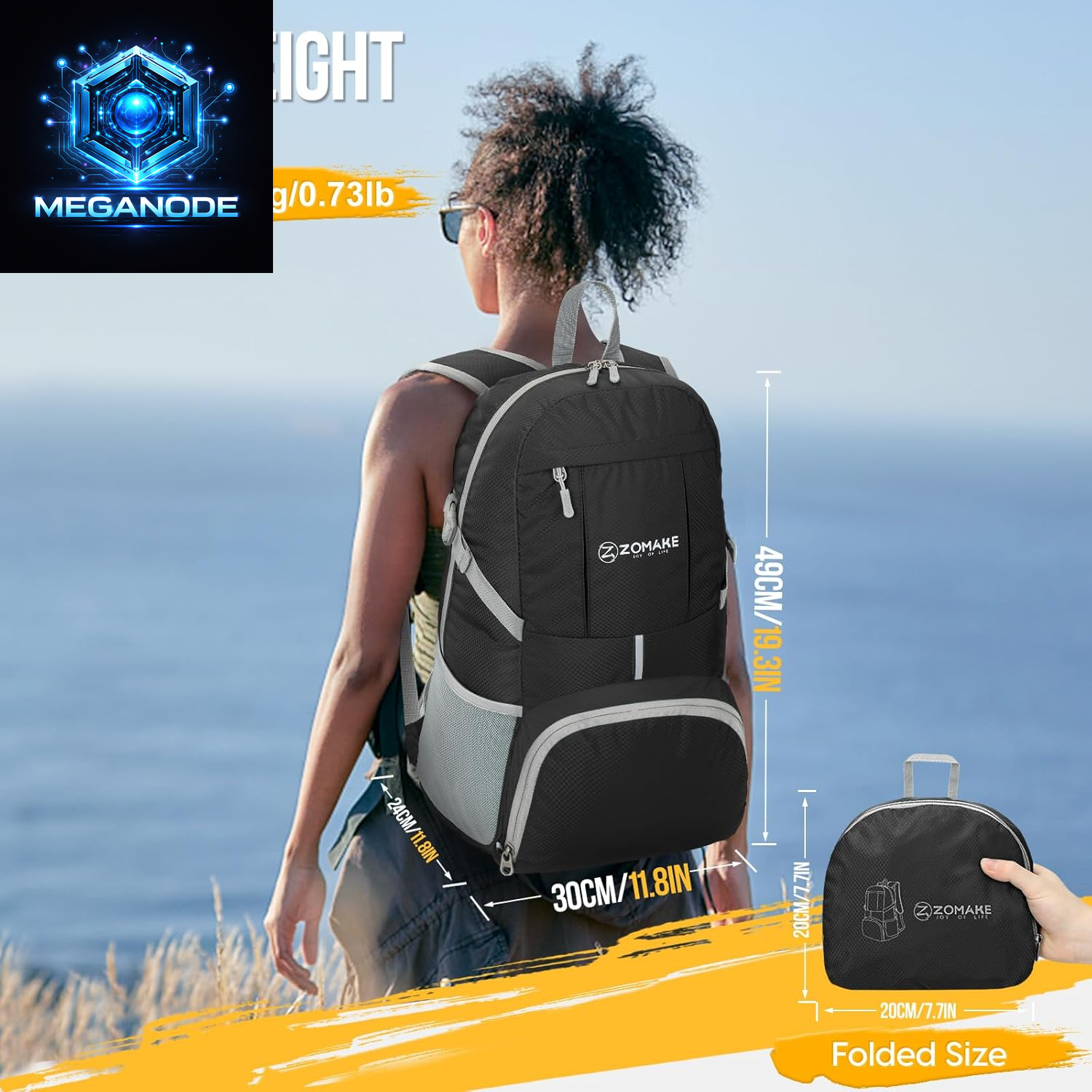 Lightweight Packable Backpack 35L, Light Foldable Backpacks Water Resistant 