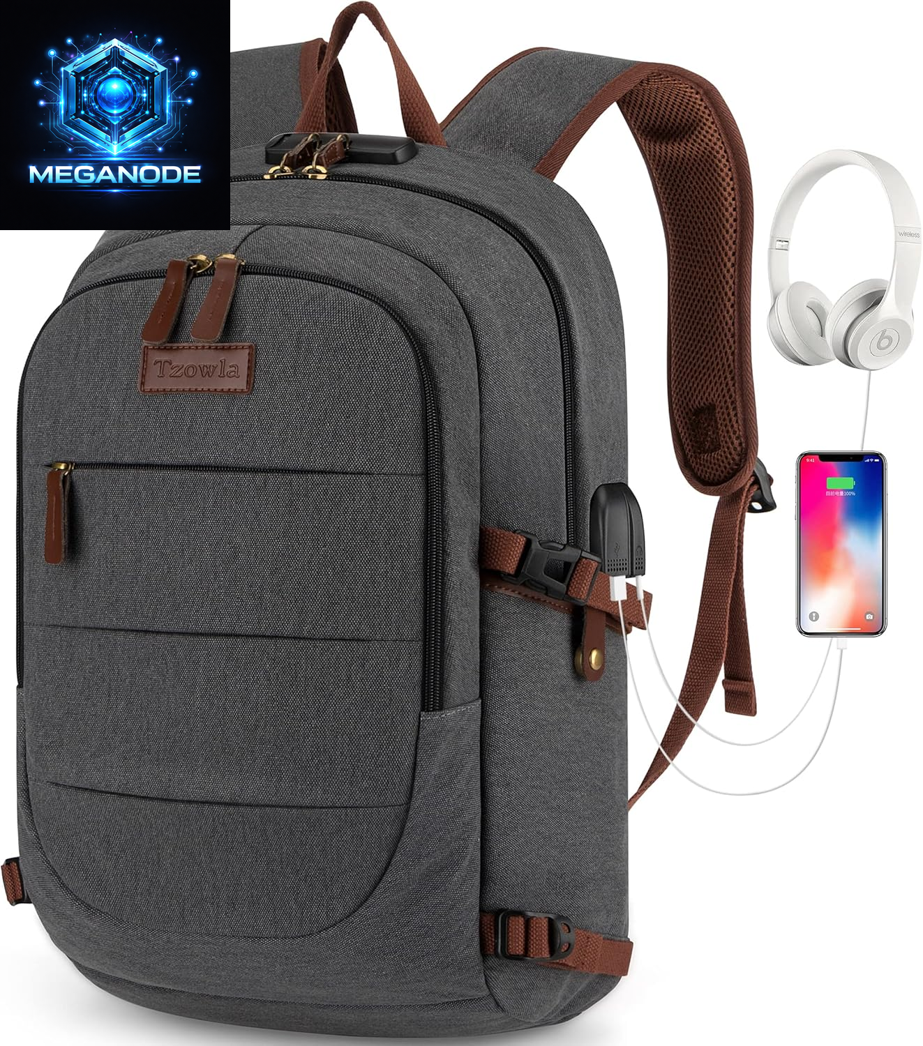 Travel Laptop Backpack Water Resistant Anti-Theft Bag with USB Charging Port and Lock 15.6 Inch Computer Business Backpacks for Women Men Work College Gift,Casual Daypack