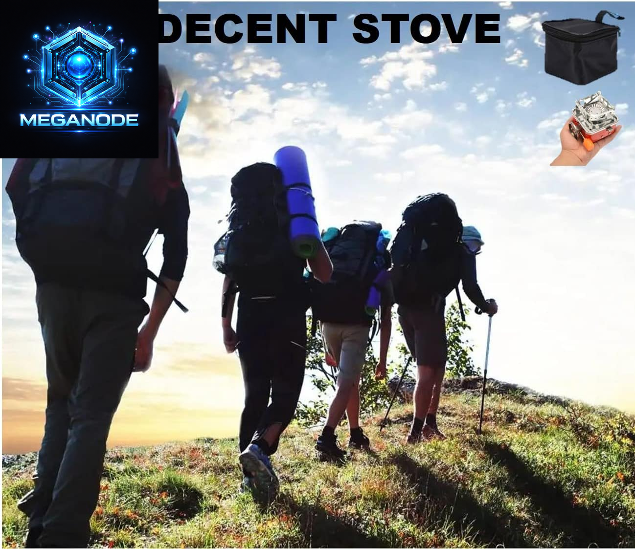 Portable Camping Stove, Ultralight Backpacking Stove with Piezo Ignition, Foldable Windproof 1-Burner Gas Stove, Adjustable Flame for Outdoor Hiking & Survival, 5 Pcs